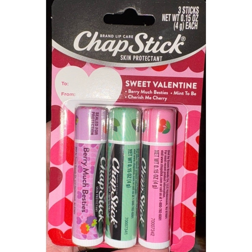 3 ChapStick Valentine Lip Balm Berry Much Bestie+Mint 2 Be+Cherish Me Cherry
